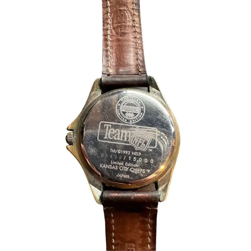 Kansas City Chiefs Team NFL Fossil Watch 1993 Limited Ed Collectors Watch KC vin